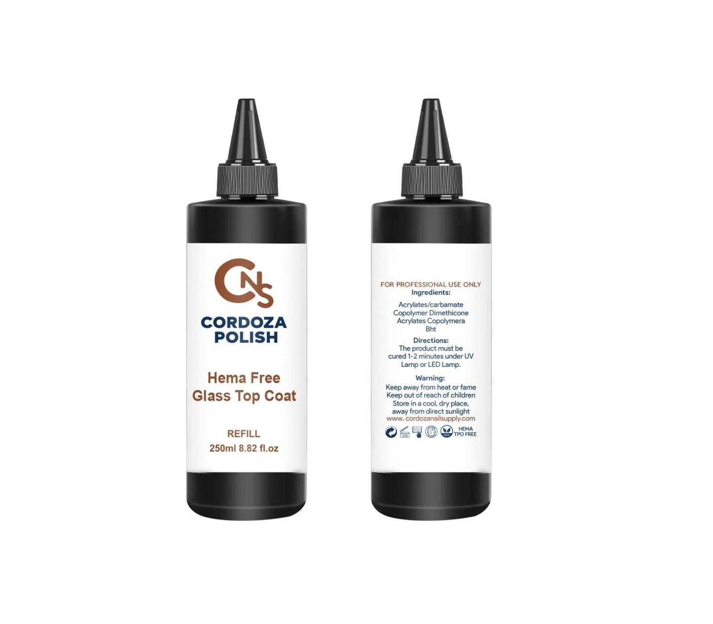 Glass Top Coat Hema Free 250ml REFILL