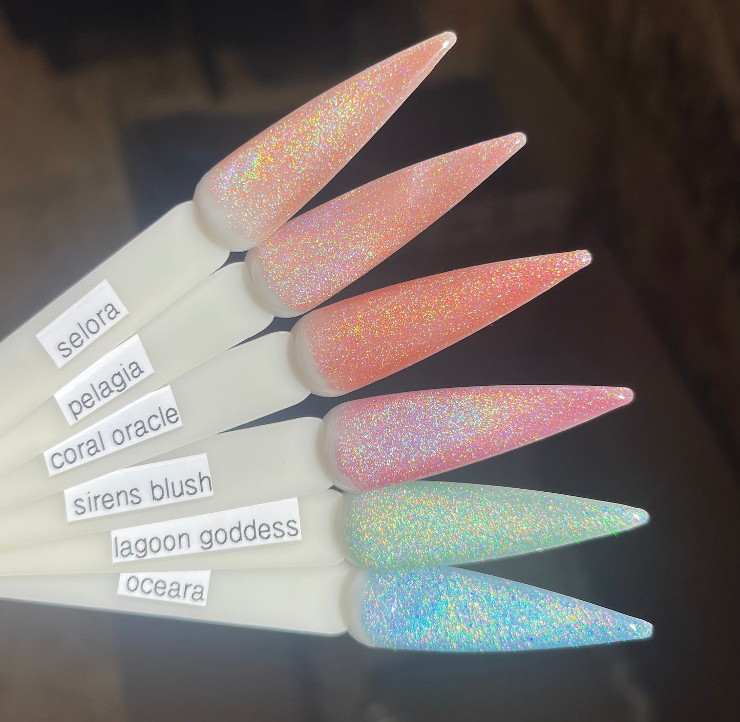 6pc Rainbow Holographic Cateye Hema Free Gel Polish - Goddesses of the Deep
