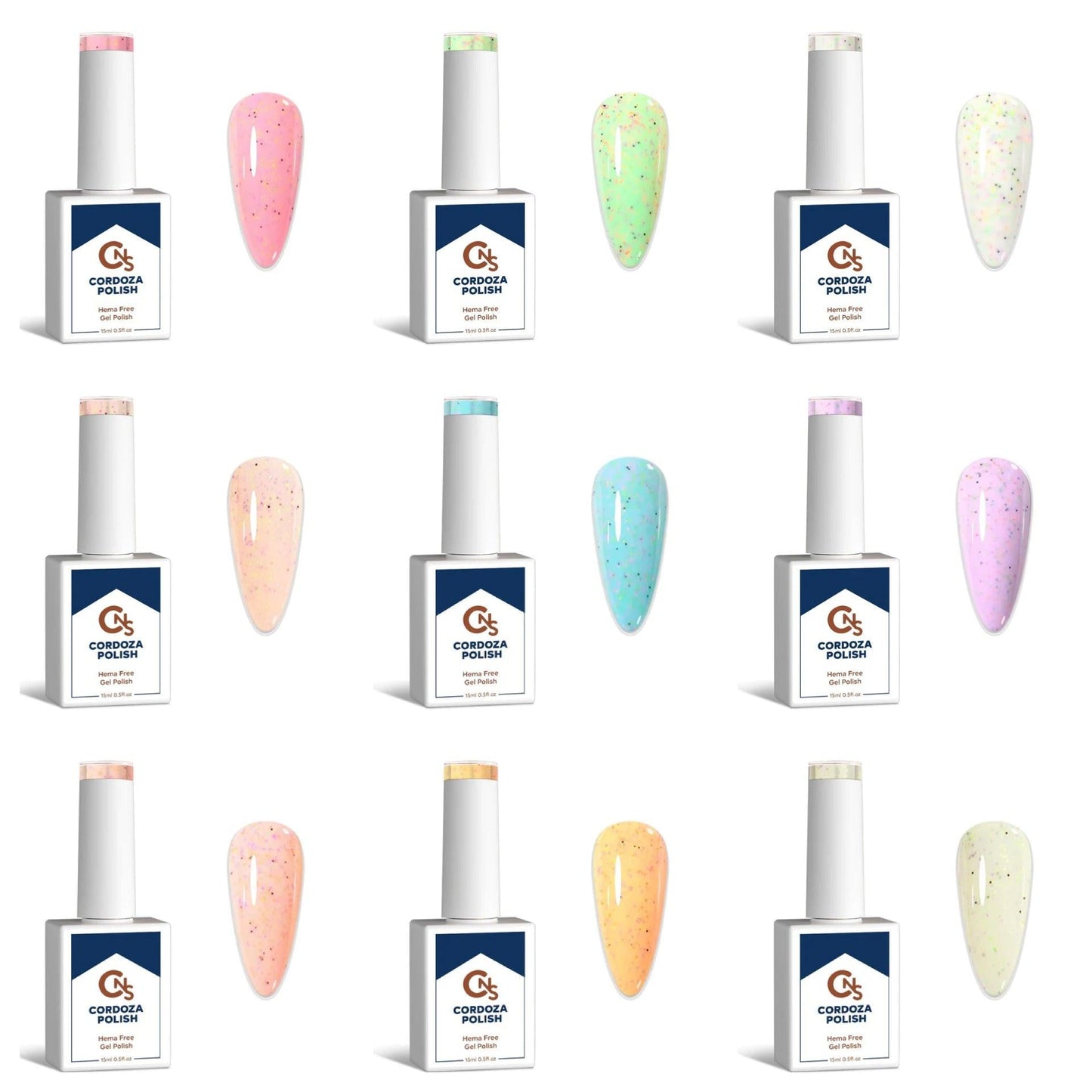 Sweetly Speckled 9pc Collection - CNS Hema Free Speckle Gel Polish